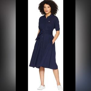 Lacoste Women's Short Sleeve Classic Pique Belted Polo Dress, Size 32/XS - New!
